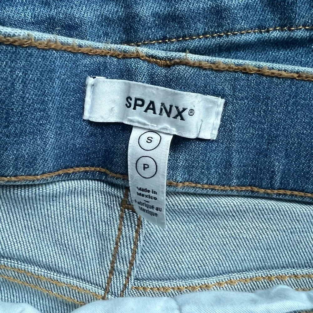 SPANX Crop Wide Leg Jeans Medium Wash Blue Denim Pull On Stretch Classic Size S - Picture 7 of 12